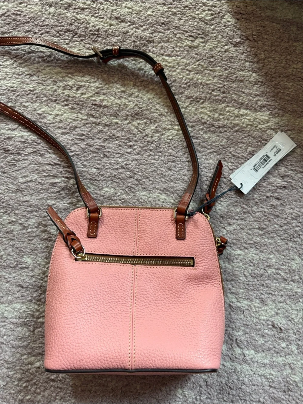 Dooney & Bourke Rose Pink Pebbled Leather Crossbody with Gold Hardware